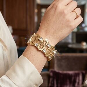 Lia Sophia 18k Matte Gold Electroplated Crystal Filigree Panel Bracelet
